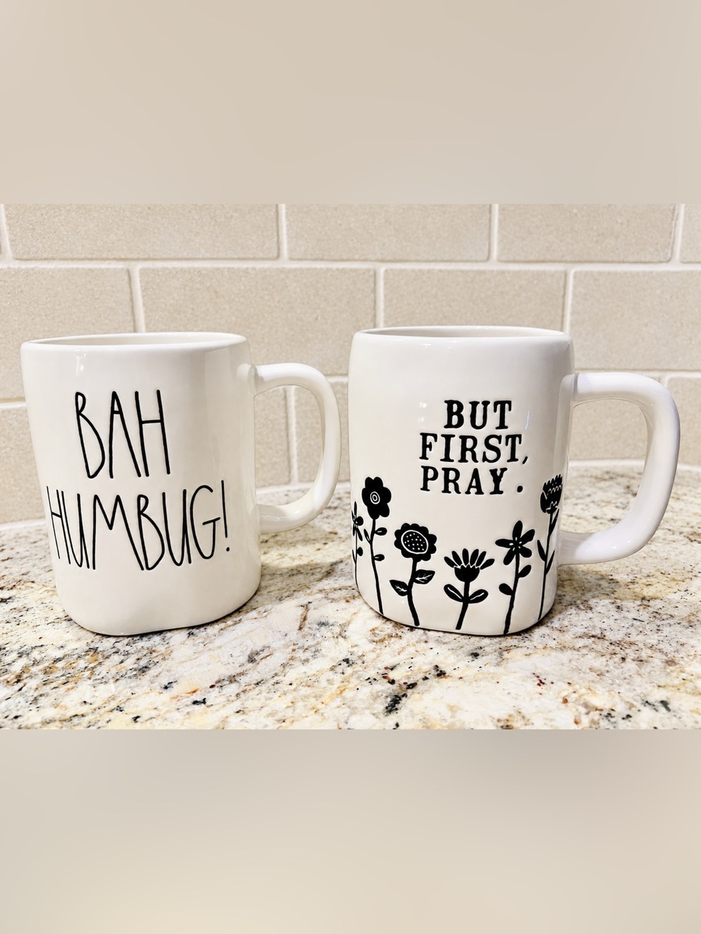 Rae Dunn Set “But First, Pray” & “Bah Humbug”